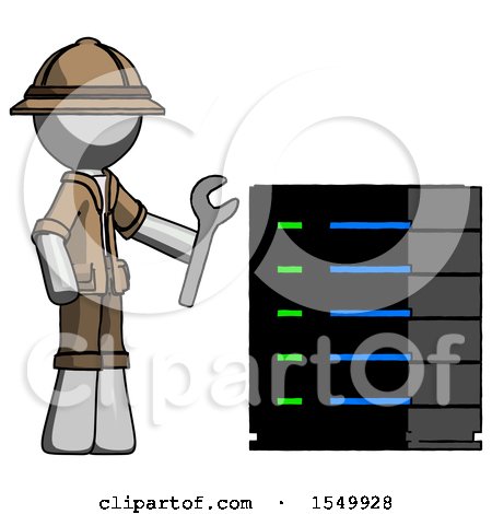 Gray Explorer Ranger Man Server Administrator Doing Repairs by Leo Blanchette