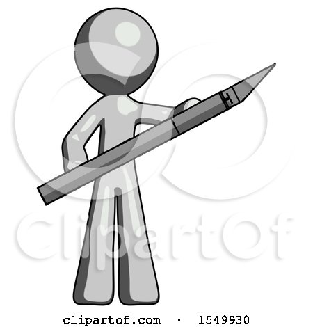 Gray Design Mascot Man Holding Large Scalpel by Leo Blanchette
