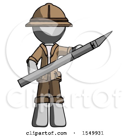 Gray Explorer Ranger Man Holding Large Scalpel by Leo Blanchette