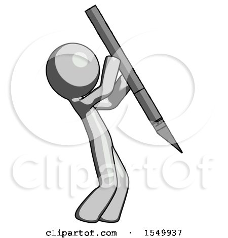 Gray Design Mascot Man Stabbing or Cutting with Scalpel by Leo Blanchette
