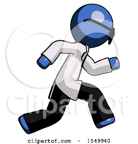 Blue Doctor Scientist Man Running Fast Right by Leo Blanchette