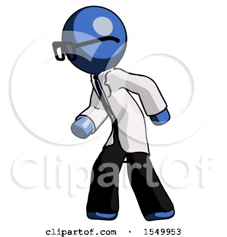 Blue Doctor Scientist Man Suspense Action Pose Facing Left by Leo Blanchette