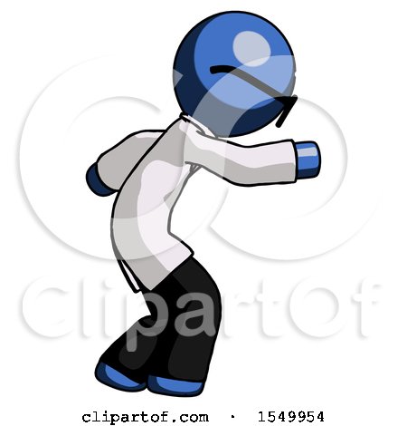 Blue Doctor Scientist Man Sneaking While Reaching for Something by Leo Blanchette