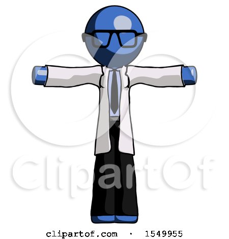 Blue Doctor Scientist Man T-Pose Arms up Standing by Leo Blanchette