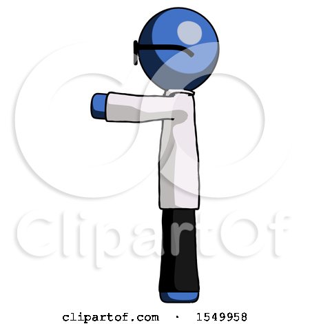 Blue Doctor Scientist Man Pointing Left by Leo Blanchette