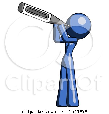 Blue Design Mascot Woman Thermometer in Mouth by Leo Blanchette
