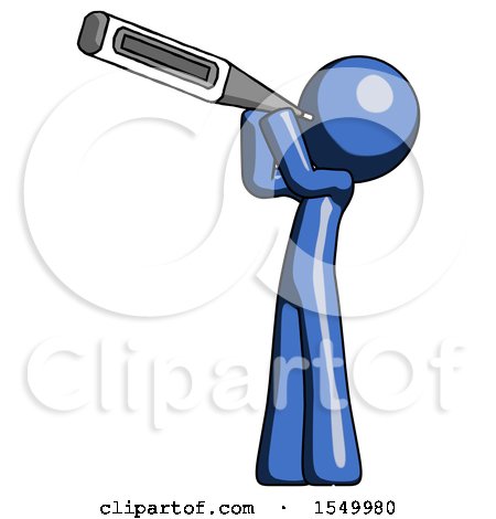 Blue Design Mascot Man Thermometer in Mouth by Leo Blanchette