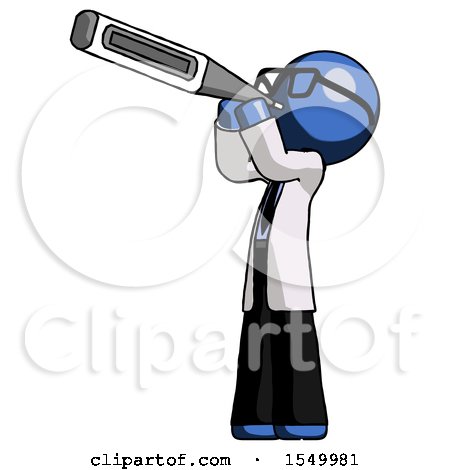 Blue Doctor Scientist Man Thermometer in Mouth by Leo Blanchette