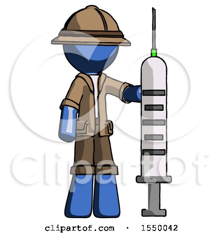 Blue Explorer Ranger Man Holding Large Syringe by Leo Blanchette