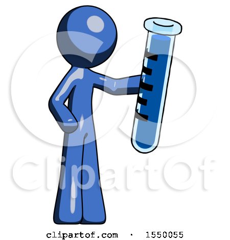 Blue Design Mascot Man Holding Large Test Tube by Leo Blanchette