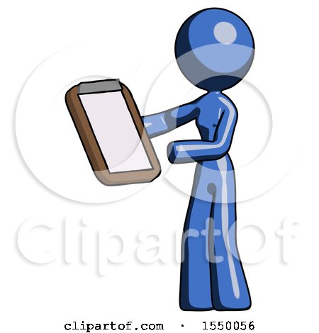 Blue Design Mascot Woman Reviewing Stuff on Clipboard by Leo Blanchette