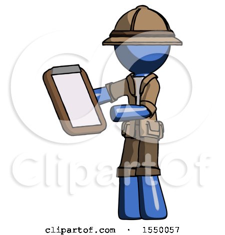 Blue Explorer Ranger Man Reviewing Stuff on Clipboard by Leo Blanchette