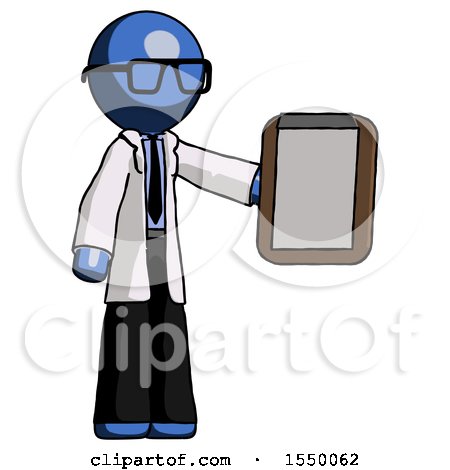 Blue Doctor Scientist Man Showing Clipboard to Viewer by Leo Blanchette