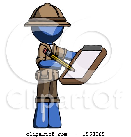 Blue Explorer Ranger Man Using Clipboard and Pencil by Leo Blanchette