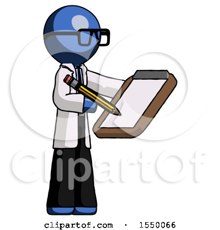 Blue Doctor Scientist Man Using Clipboard and Pencil by Leo Blanchette