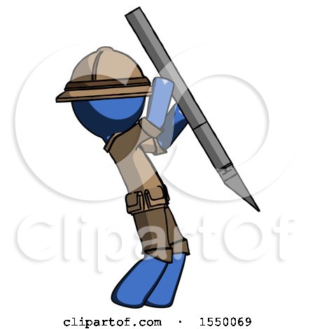 Blue Explorer Ranger Man Stabbing or Cutting with Scalpel by Leo Blanchette