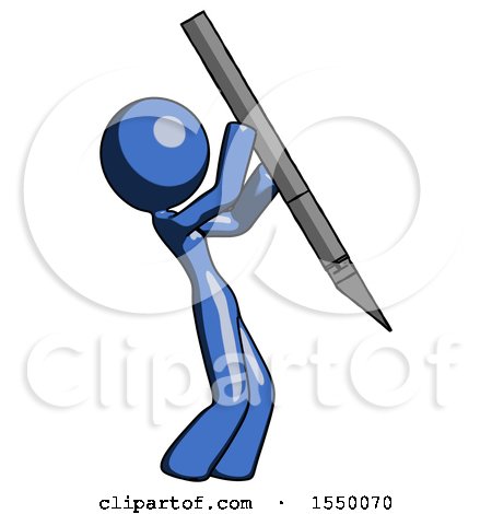 Blue Design Mascot Woman Stabbing or Cutting with Scalpel by Leo Blanchette