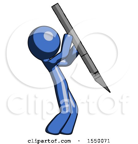 Blue Design Mascot Man Stabbing or Cutting with Scalpel by Leo Blanchette