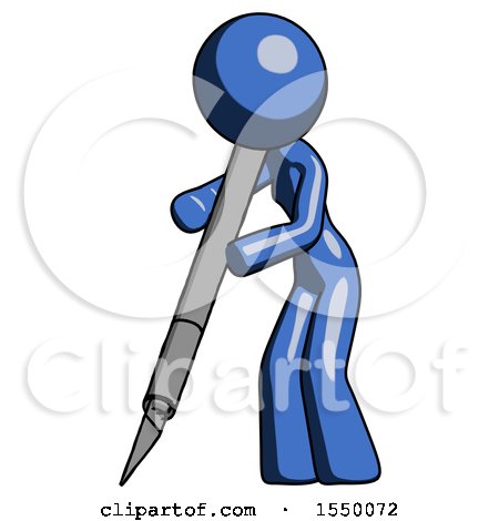 Blue Design Mascot Woman Cutting with Large Scalpel by Leo Blanchette