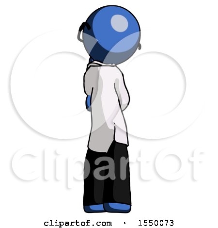 Blue Doctor Scientist Man Thinking, Wondering, or Pondering Rear View by Leo Blanchette