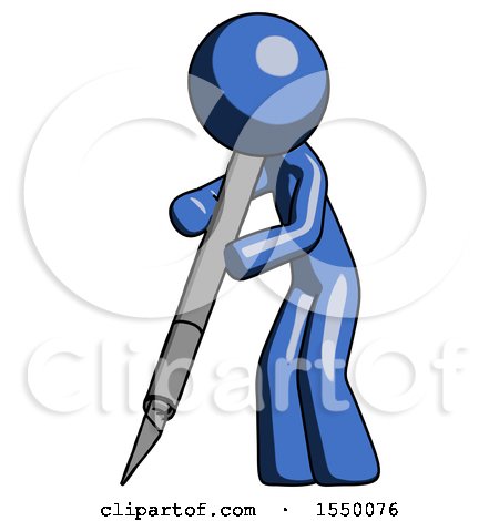 Blue Design Mascot Man Cutting with Large Scalpel by Leo Blanchette