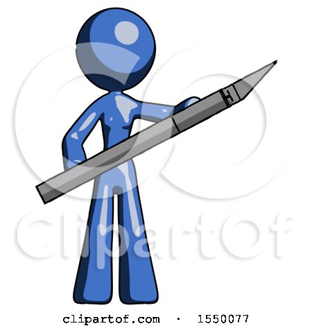 Blue Design Mascot Woman Holding Large Scalpel by Leo Blanchette