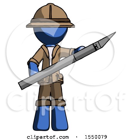 Blue Explorer Ranger Man Holding Large Scalpel by Leo Blanchette