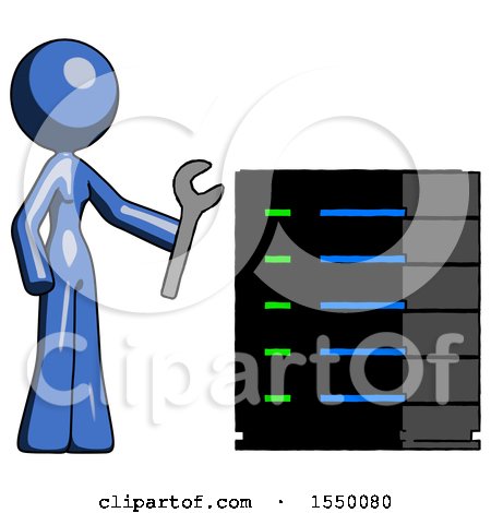 Blue Design Mascot Woman Server Administrator Doing Repairs by Leo Blanchette