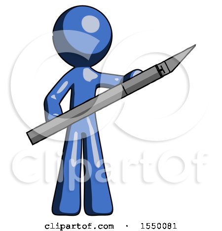 Blue Design Mascot Man Holding Large Scalpel by Leo Blanchette