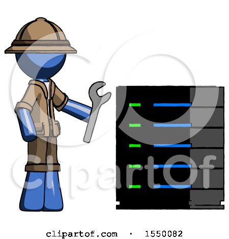 Blue Explorer Ranger Man Server Administrator Doing Repairs by Leo Blanchette