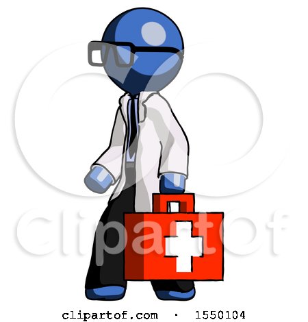 Blue Doctor Scientist Man Walking with Medical Aid Briefcase to Left by Leo Blanchette