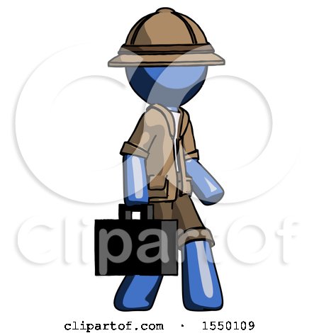 Blue Explorer Ranger Man Walking with Briefcase to the Right by Leo Blanchette