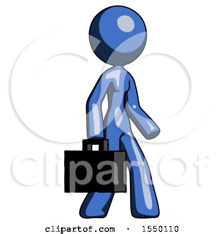 Blue Design Mascot Woman Walking with Briefcase to the Right by Leo Blanchette