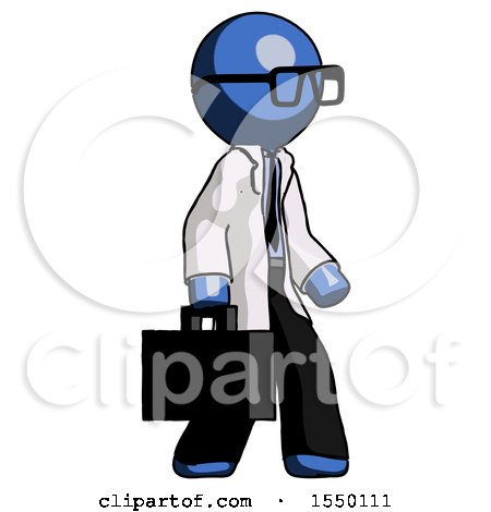 Blue Doctor Scientist Man Walking with Briefcase to the Right by Leo Blanchette