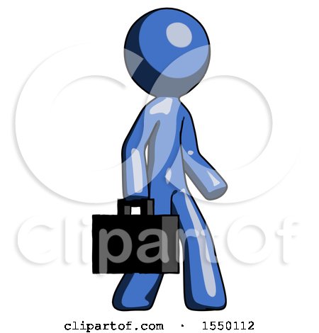 Blue Design Mascot Man Walking with Briefcase to the Right by Leo Blanchette