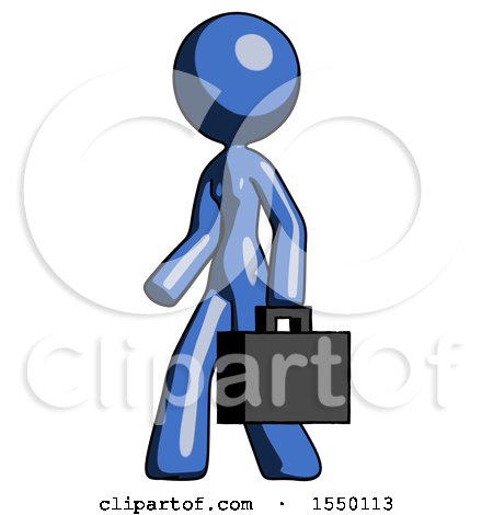 Blue Design Mascot Woman Man Walking with Briefcase to the Left by Leo Blanchette