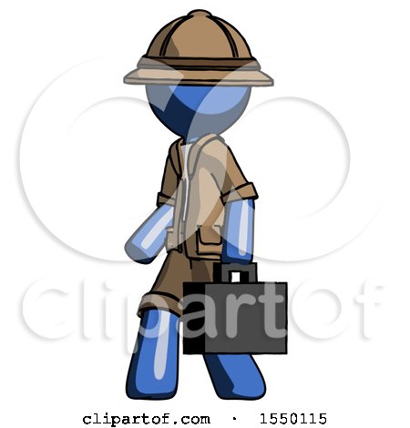 Blue Explorer Ranger Man Walking with Briefcase to the Left by Leo Blanchette