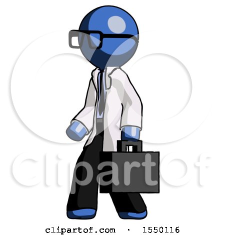 Blue Doctor Scientist Man Walking with Briefcase to the Left by Leo Blanchette