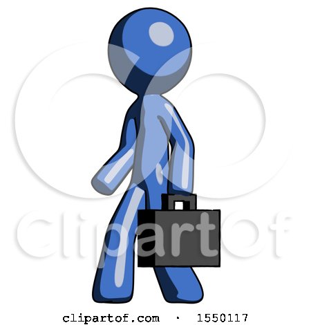 Blue Design Mascot Man Walking with Briefcase to the Left by Leo Blanchette