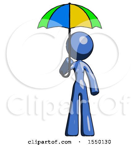 Blue Design Mascot Woman Holding Umbrella Rainbow Colored by Leo Blanchette