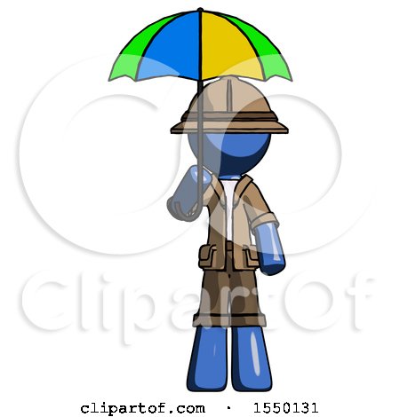 Blue Explorer Ranger Man Holding Umbrella Rainbow Colored by Leo Blanchette