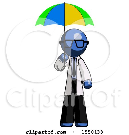 Blue Doctor Scientist Man Holding Umbrella Rainbow Colored by Leo Blanchette