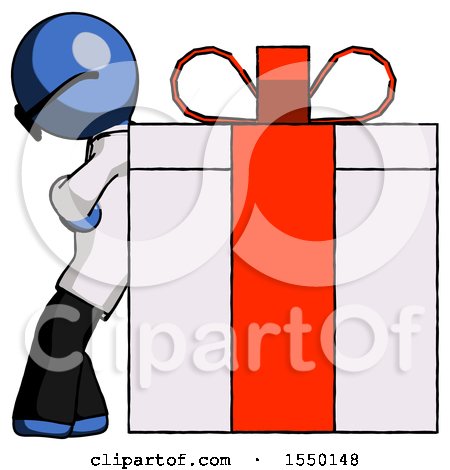 Blue Doctor Scientist Man Gift Concept - Leaning Against Large Present by Leo Blanchette