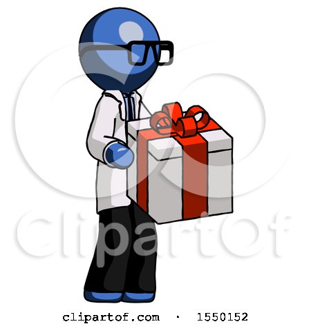 Blue Doctor Scientist Man Giving a Present by Leo Blanchette