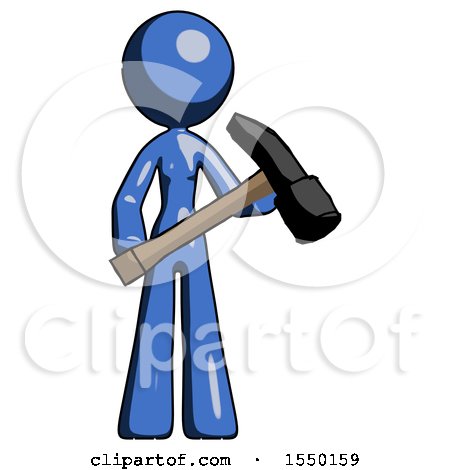 Blue Design Mascot Woman Holding Hammer Ready to Work by Leo Blanchette