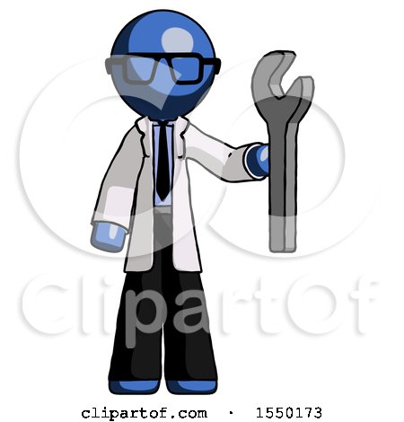 Blue Doctor Scientist Man Holding Wrench Ready to Repair or Work by Leo Blanchette