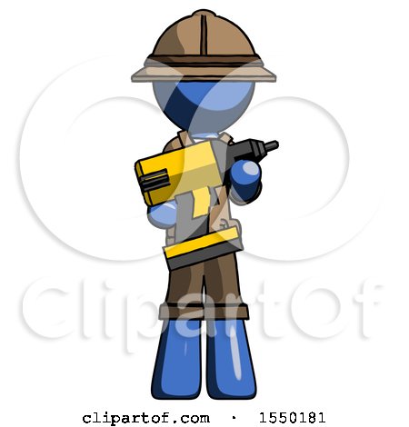 Blue Explorer Ranger Man Holding Large Drill by Leo Blanchette