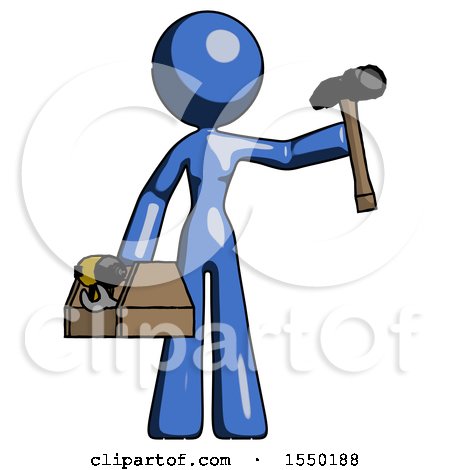 Blue Design Mascot Woman Holding Tools and Toolchest Ready to Work by Leo Blanchette