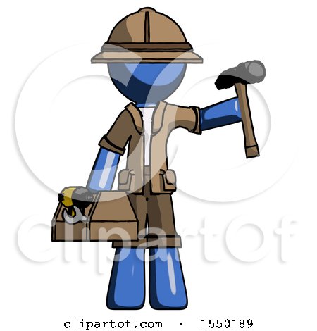 Blue Explorer Ranger Man Holding Tools and Toolchest Ready to Work by Leo Blanchette