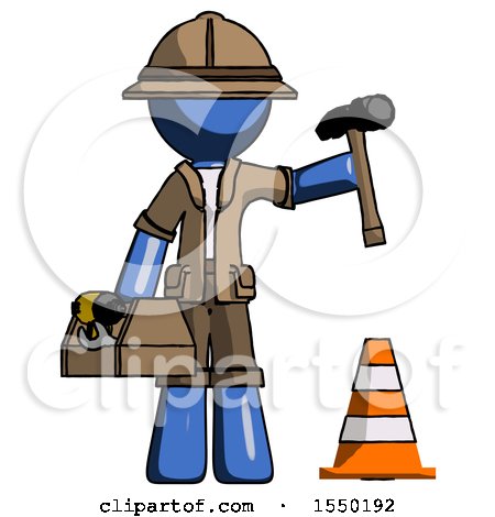 Blue Explorer Ranger Man Under Construction Concept, Traffic Cone and Tools by Leo Blanchette